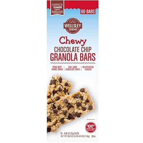 Bundle - Wellsley Farms Chewy Chocolate Chip Granola Bars, 60 ct...