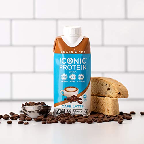 Iconic Protein Drinks, Café Latte 4 Pack | Low Carb, Grass Fed