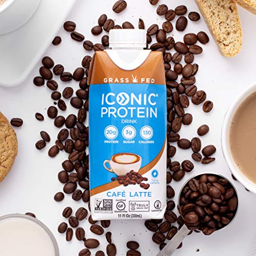 Iconic Protein Drinks, Café Latte 4 Pack | Low Carb, Grass Fed
