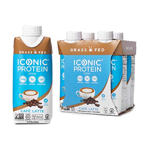 Iconic Protein Drinks, Café Latte 4 Pack | Low Carb, Grass Fed