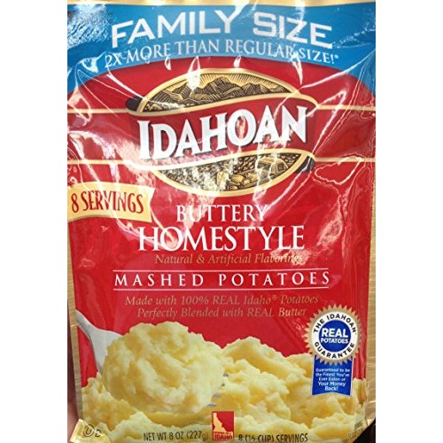 Idahoan Butter Homestyle Mashed Potatoes Family Size 8Oz. 3 Pack