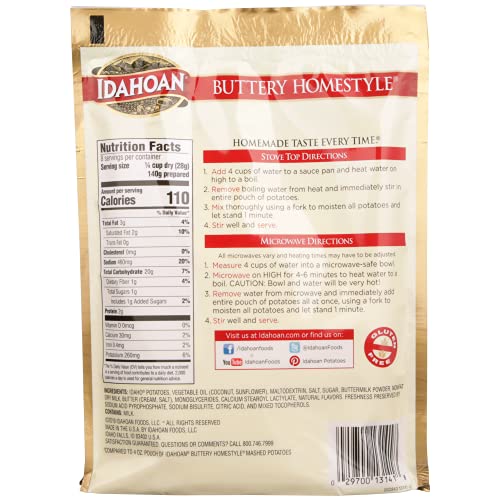 Idahoan Buttery Homestyle Mashed Family Size Potatoes, 8Oz Pack