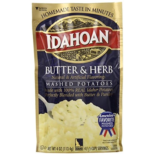 Idahoan Mashed Potatoes, Butter And Herb, 4 Ounce Pack Of 12