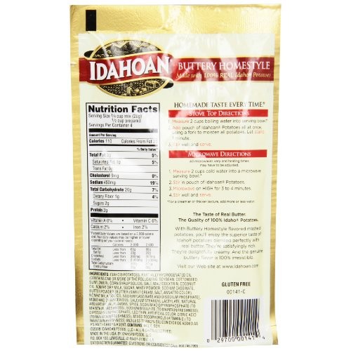 Idahoan Mashed Potatoes, Buttery Homestyle, 4 Ounce Pack Of 12