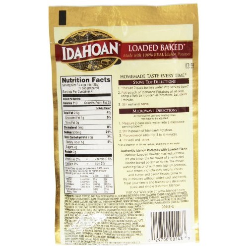 Idahoan Mashed Potatoes, Loaded Baked Potato, 4-Ounce Package P