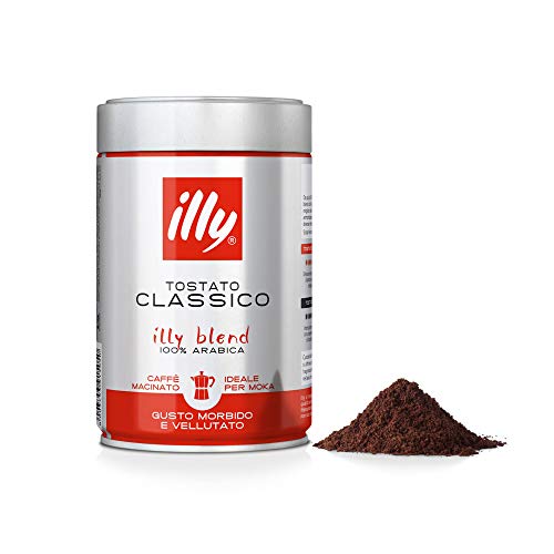 Illy Caffe Normale Moka Ground Coffee Red Band, 8.8-Ounce Tins