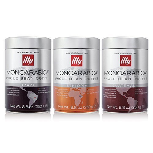 Illy Monoarabica Whole Bean Coffee Trio Of Brazil, Ethiopia And
