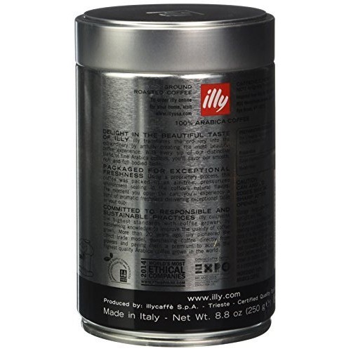 Illy Caffe Scuro Fine Grind Coffee Whole Bean Dark Roast, Black