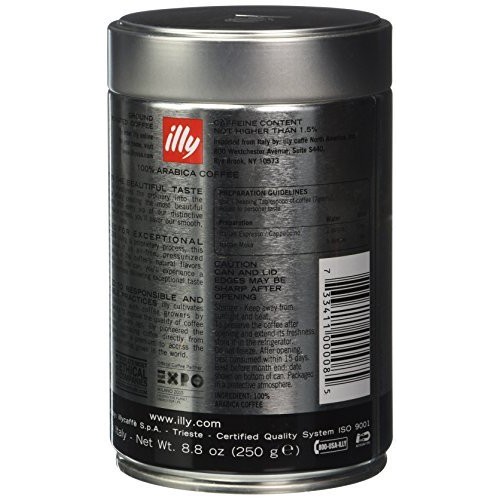 Illy Caffe Scuro Fine Grind Coffee Whole Bean Dark Roast, Black