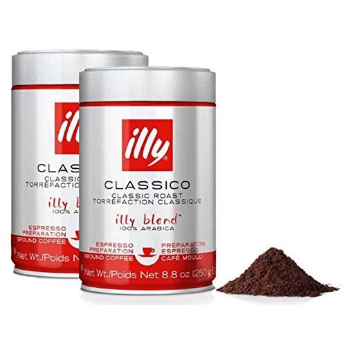 Illy Caffe Espresso Medium Roast Ground Coffee 8.8 Ounce Pack O