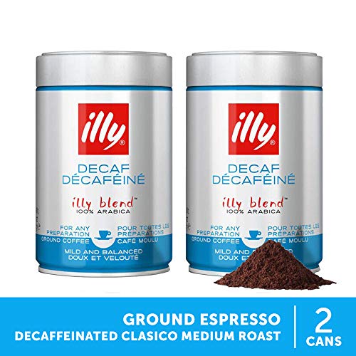 Illy Coffee Decaffeinated Ground Coffee Medium Roast Coffee, 8