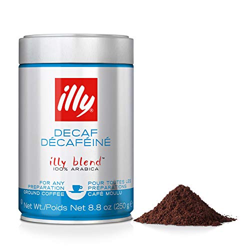 Illy Coffee Decaffeinated Ground Coffee Medium Roast Coffee, 8