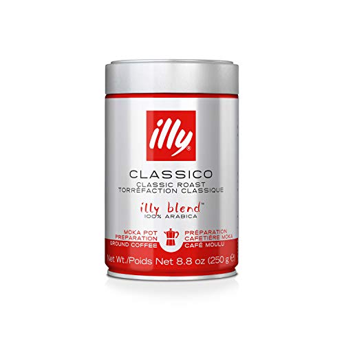 Illy Coffee, Moka Ground, Classico Medium Roast, 100% Arabica Be