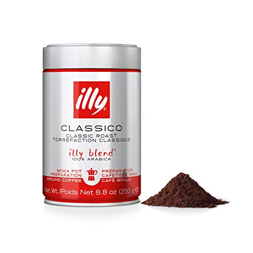 Illy Coffee, Moka Ground, Classico Medium Roast, 100% Arabica Be
