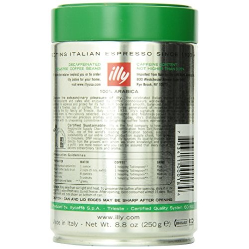 Illy Decaffeinated Whole Bean Coffee, Medium Roast, Classic Roas