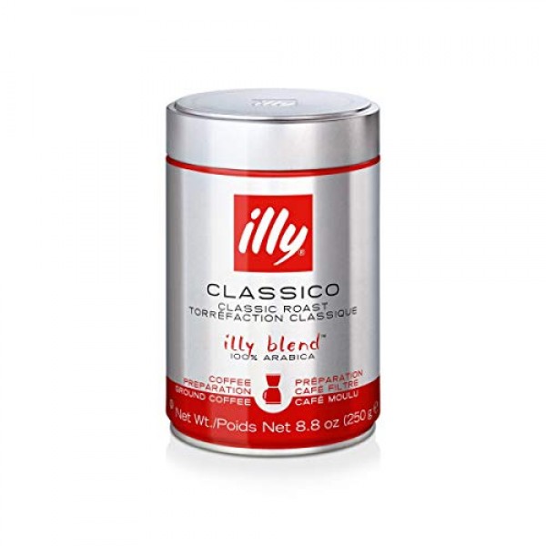 Illy, Ground Coffee Drip Grind Medium Roast, Red Band, 8.8-Oun