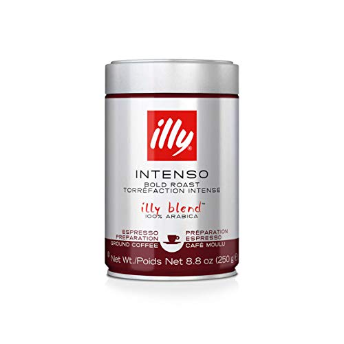 Illy Ground Espresso Coffee Dark Roast, 100% Arabica Coffee Blen