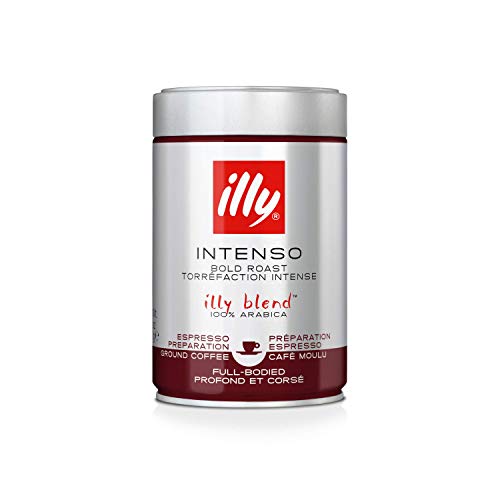 Illy Intenso Ground Espresso Coffee, Dark Roast, Intense, Robust