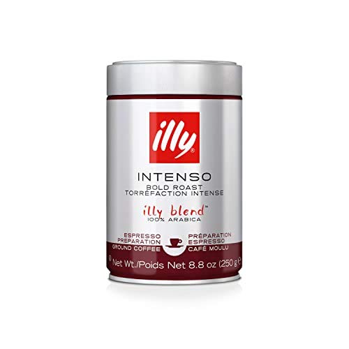 Illy Intenso Ground Espresso Coffee, Dark Roast, Intense, Robust