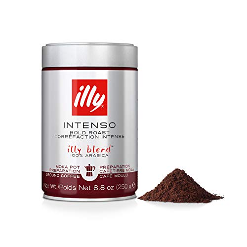 Illy Intenso Ground Moka Coffee, Bold Roast, Intense, Robust And