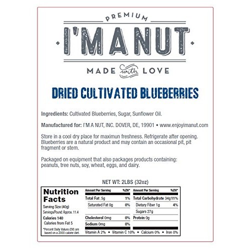 Dried Blueberries 2 Lbs,Whole,Cultivated, Resealable Bag, Great