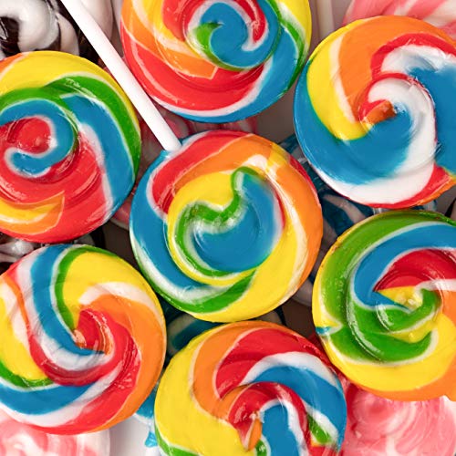 Rainbow Swirl Lollipops - 12 Suckers
