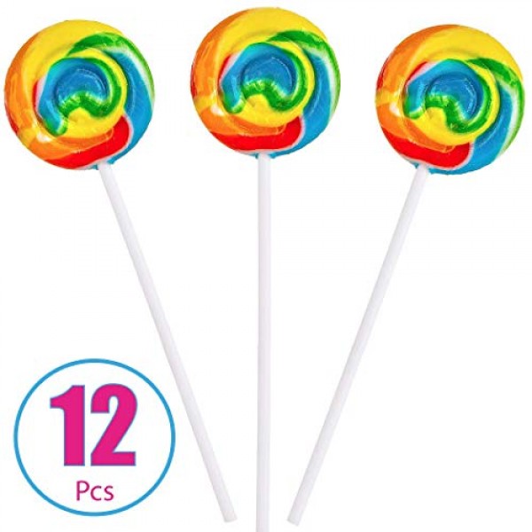 Rainbow Swirl Lollipops - 12 Suckers