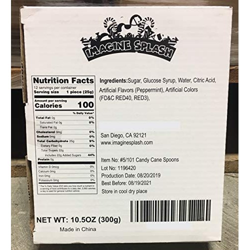 Candy Cane Spoons Peppermint Flavored - 12 Count