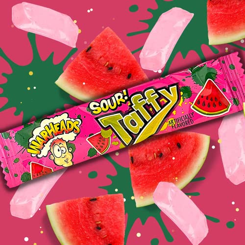 Warheads Sour Taffy, Individually Wrapped Chewy Candies, Waterme