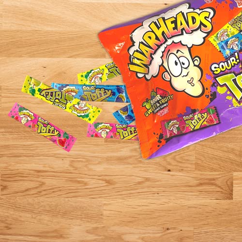 Warheads Sour Taffy, Individually Wrapped Chewy Candies, Waterme