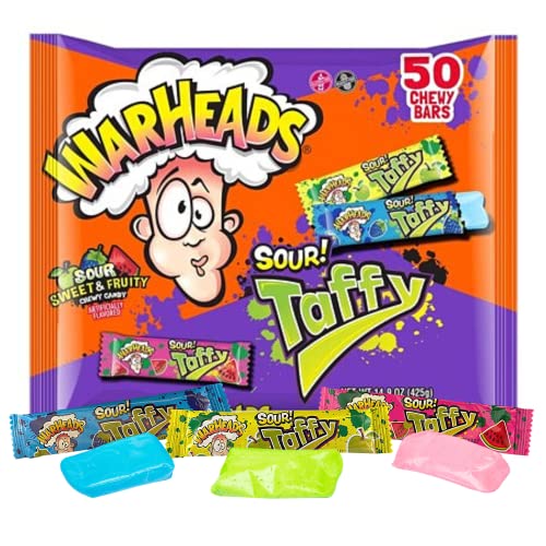 Warheads Sour Taffy, Individually Wrapped Chewy Candies, Waterme