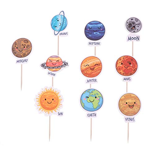 Imagitek 30 Pcs Solar System Outer Space Universe Cupcake Topper