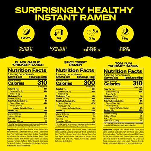 Immi Variety Pack Ramen, Black Garlic Chicken, Tom Yum Shrimp