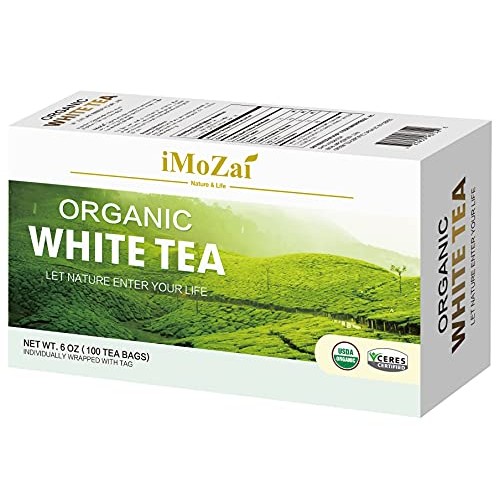 Imozai Organic White Tea Bags 100 Count Individually Wrapped