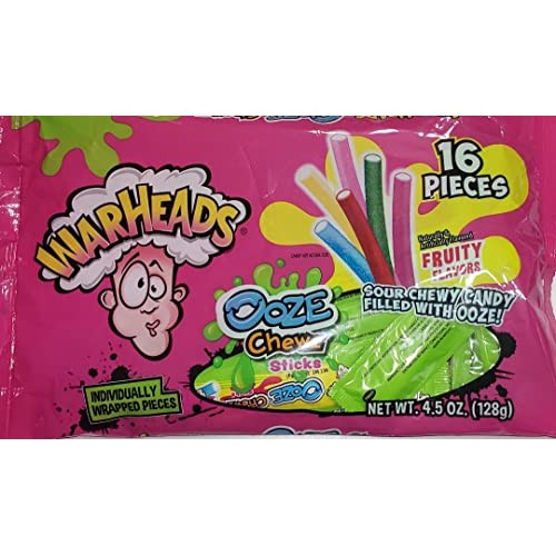 Warheads Ooze Chewz Sticks Net Wt 4.5Oz Sour Chewy Candy Filled