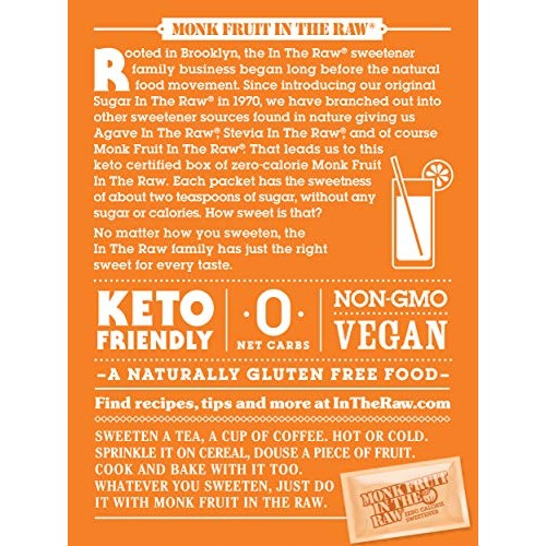 Monk Fruit In The Raw, Keto-Certified Zero Calorie Sweetener Pac