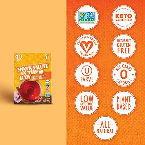 Monk Fruit In The Raw, Keto-Certified Zero Calorie Sweetener Pac