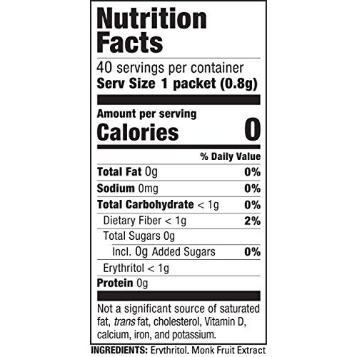 Monk Fruit In The Raw, Keto-Certified Zero Calorie Sweetener Pac