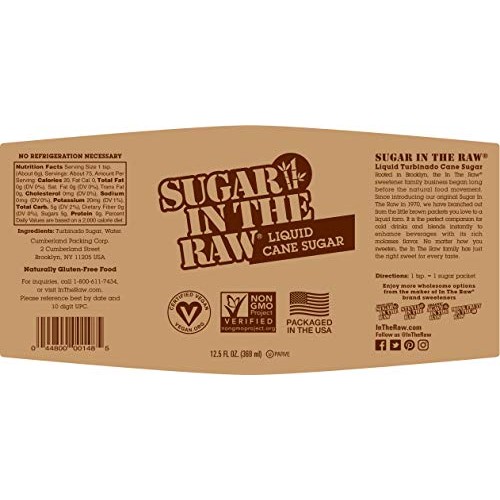 Sugar In The Raw Liquid Turbinado Cane Sugar, 12.5-Ounce Glass B...