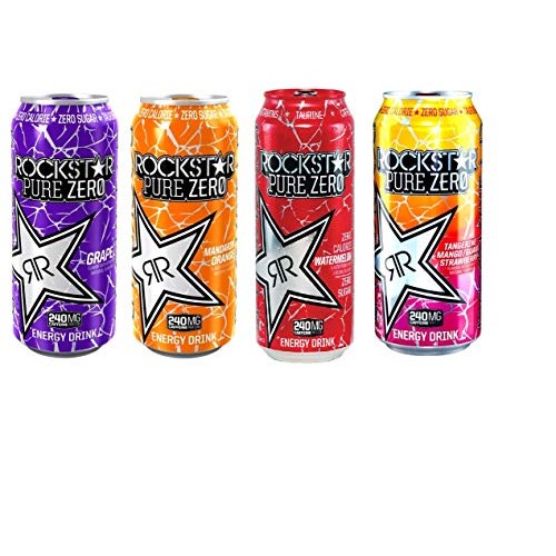 Rockstar Pure Zero Energy Drink Variety- Grape, Mandarin Orange,