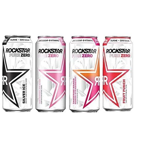 Rockstar Pure Zero Energy Drink Variety- Silver Ice, Pure Zero P