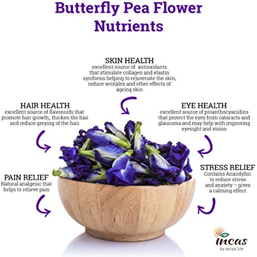 Incas 100% Usda Organic Butterfly Pea Flower Tea 4.41 Oz 125 G