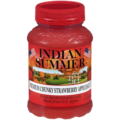 Indian Summer Chunky Apple Sauce, Strawberry, 23 Ounce Pack Of 6