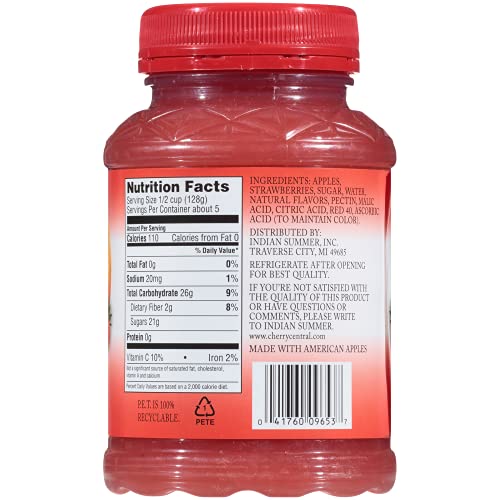 Indian Summer Chunky Apple Sauce, Strawberry, 23 Ounce Pack Of 6