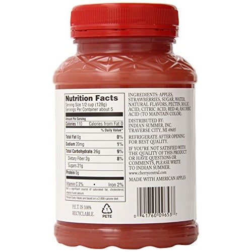 Indian Summer Chunky Apple Sauce, Strawberry, 23 Ounce Pack Of 6