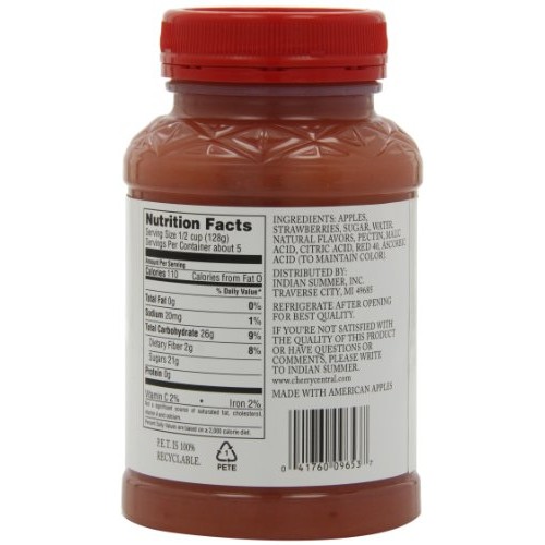 Indian Summer Chunky Apple Sauce, Strawberry, 23 Ounce Pack Of 6