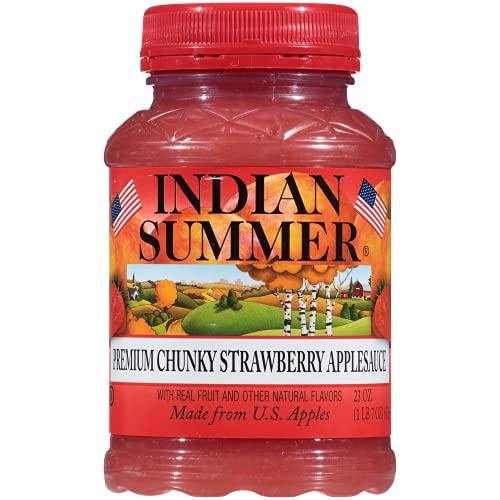 Indian Summer Chunky Apple Sauce, Strawberry, 23 Ounce Pack Of 6