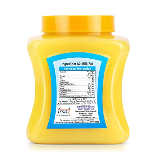 Indicow A2 Cow Ghee Grass Fed A2 Cows, Paleo And Keto, Non-Gmo