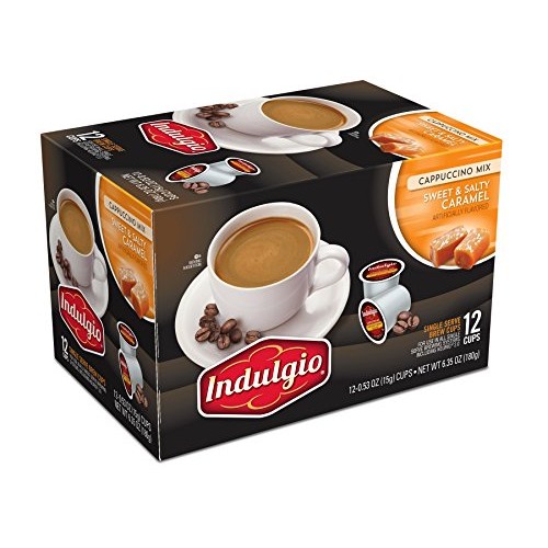 Indulgio Cappuccino, Sweet &Amp; Salty Caramel, 12-Count Single Serv