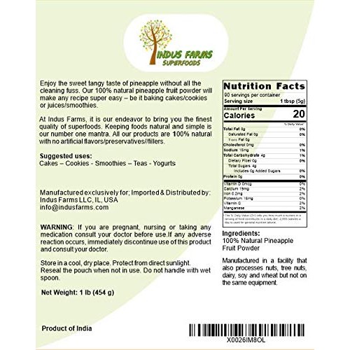 100% Natural Pineapple Fruit Powder, 1 Lb, Eco-Friendly Resealab